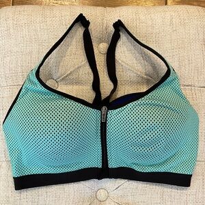 VSX Teal and Black Front-Zip Sports Bra